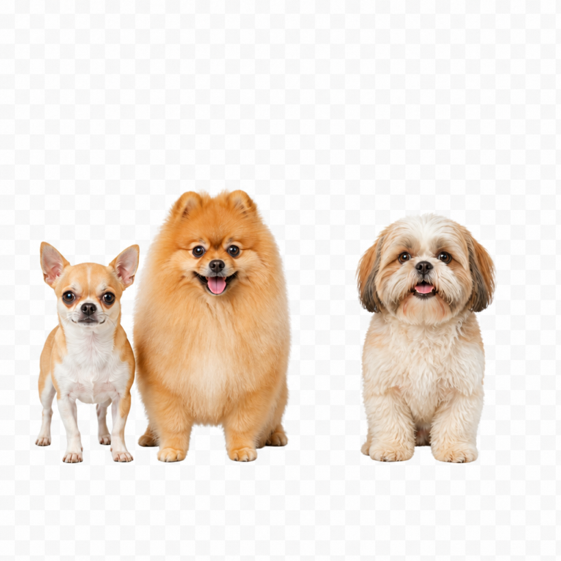 Chihuahua, Pomerania y Shih Tzu